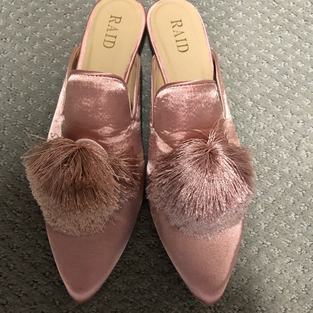 ASOS Blush Pink Tassel Mules - Size 9